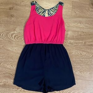 Navy/Pink Romper